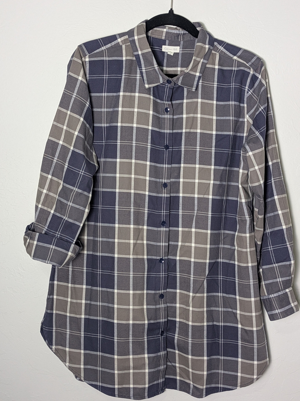 Garnett Hill Essential Plaid Flannel Tunic Org Pima Cotton Lumberjack Gorpcore